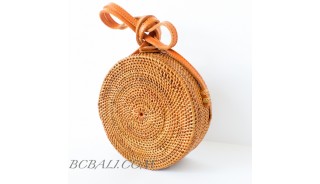 Wholesale circle rattan bags sets of three leather sling bag